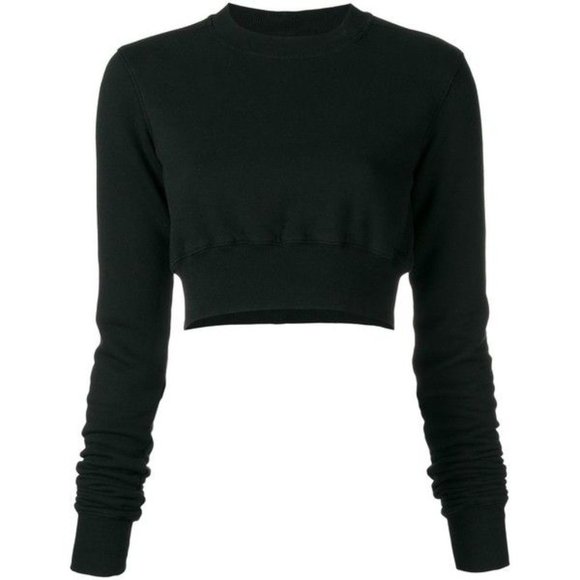 CROP SWEATER W/GATHERED SLEEVES - Picture 1 of 3